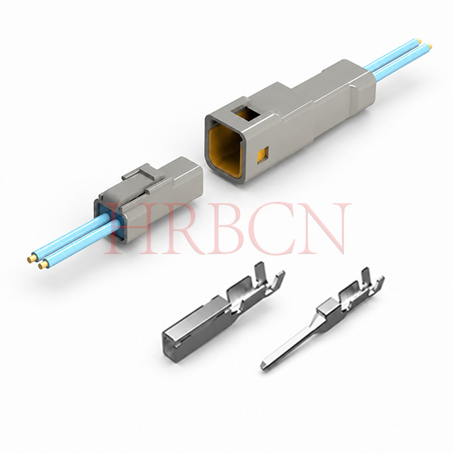 Vodotěsné elektrické konektory s jednou řadou vodičů a vodičů s roztečí 2,0 mm