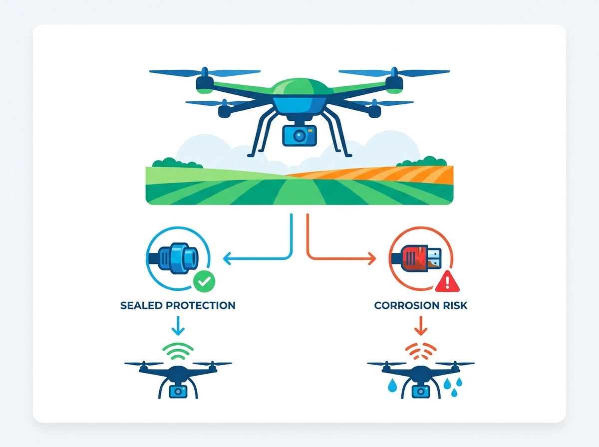 Vodotěsný konektor pro zemědělské UAV